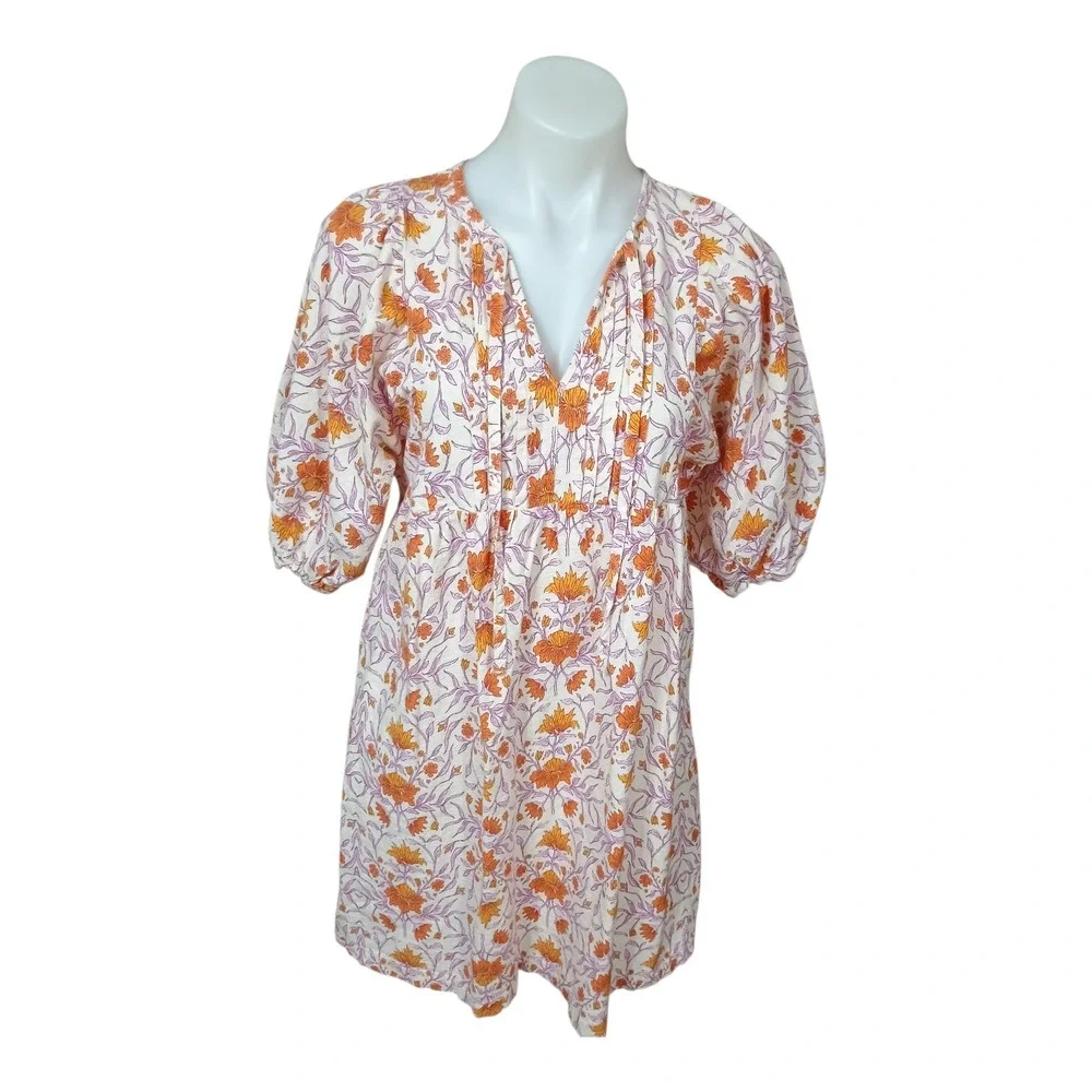 Women's S Cotton Prairie Core  Boho Cotton Pockets V-neck Dress Universal Thread